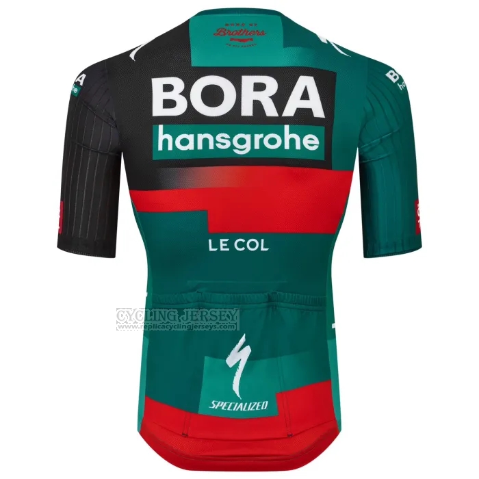 2023 Cycling Jersey Bora-Hansgrone Green Red Short Sleeve and Bib Short